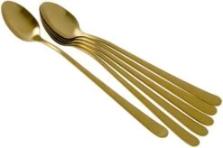 Amefa Austin 1410 Six Sorbet Spoons/Latte Macchiato Spoons, Matt Gold