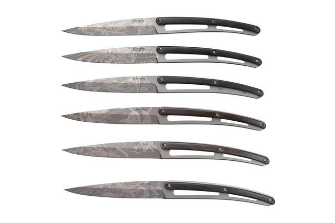 Deejo Japanese 6FB000105 Ebony Wood, 6-piece Steak Knife Set 3 Deejo Japanese 6FB000105 Ebony Wood, 6-piece Steak Knife Set