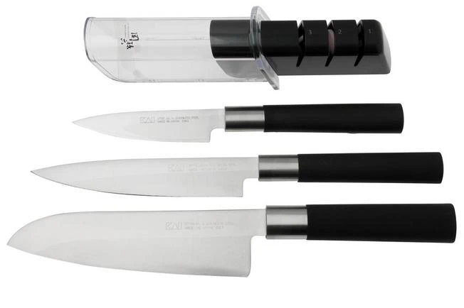 Kai Wasabi Black 67-W23, 3-piece Knife Set With Sharpener 3 Kai Wasabi Black 67-W23, 3-piece Knife Set With Sharpener